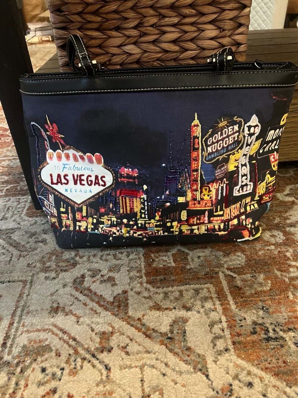 St. John's Bay Las Vegas Skyline Beaded Souvenir Tote Bag